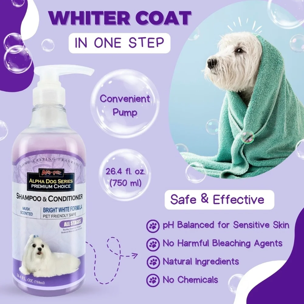 Alpha Dog Series Bright White Grooming Natural Dog Shampoo and Conditioner
